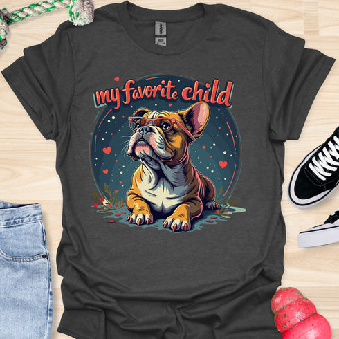 My bulldog is my favorite child - V5 - Dog with Glasses T-Shirt